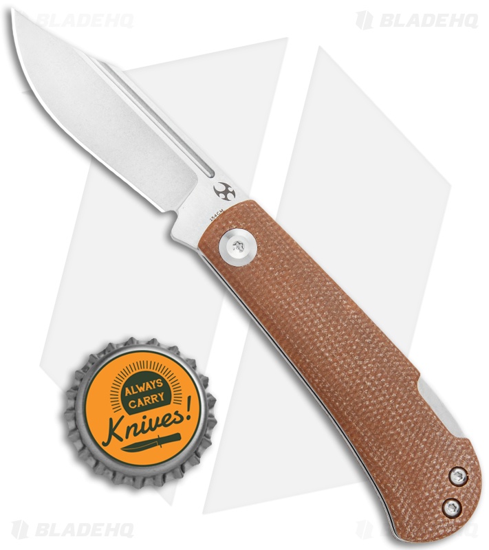 Kansept Knives Swan Wedge Lockback Knife Brown Micarta (2.5" Stonewash)