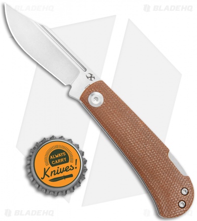 Kansept Knives Swan Wedge Lockback Knife Brown Micarta (2.5" Stonewash)
