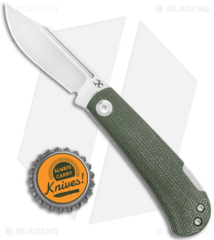 Kansept Knives Swan Wedge Lockback Knife Green Micarta (2.5" Stonewash)