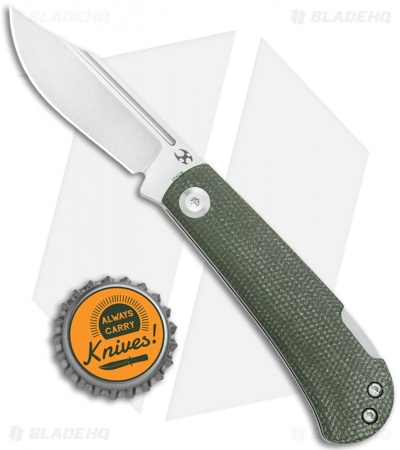 Kansept Knives Swan Wedge Lockback Knife Green Micarta (2.5" Stonewash)