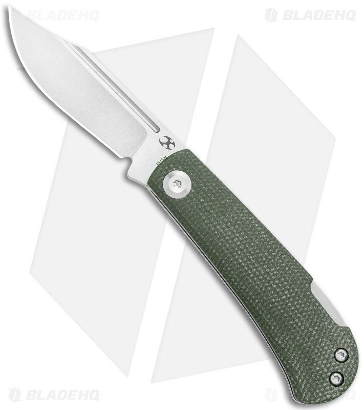 Kansept Knives Swan Wedge Lockback Knife Green Micarta (2.5" Stonewash)