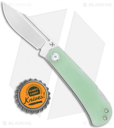 Kansept Knives Swan Wedge Slip Joint Knife Natural Jade G-10 (2.5" Stonewash)
