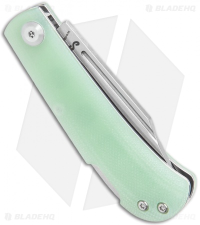 Kansept Knives Swan Wedge Slip Joint Knife Natural Jade G-10 (2.5" Stonewash)