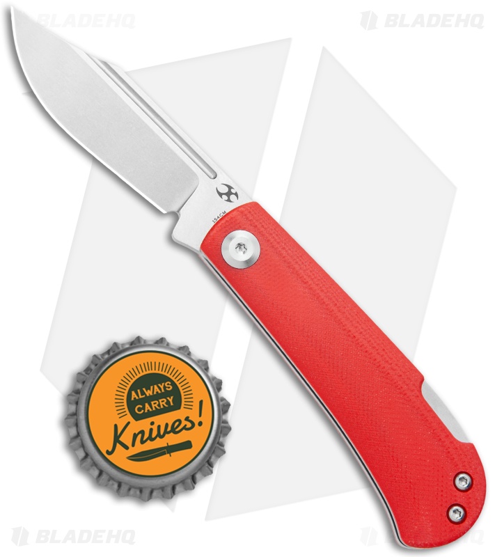 Kansept Knives Swan Wedge Lockback Knife Red G-10 (2.5" Stonewash)