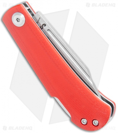 Kansept Knives Swan Wedge Lockback Knife Red G-10 (2.5" Stonewash)