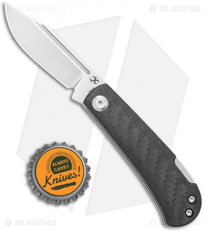 Kansept Knives Swan Wedge Lockback Knife Twill Carbon Fiber (2.5" Stonewash)