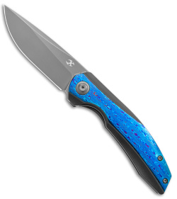 Kansept Knives Accipiter Frame Lock Knife Black Ti w/ Timascus (3.5" Gray)