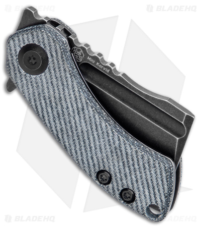 Kansept Knives Mini Korvid Liner Lock Knife Denim Micarta (1.5" Black)