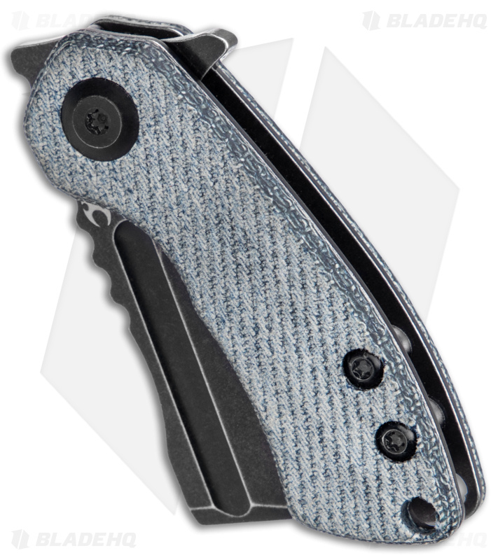 Kansept Knives Mini Korvid Liner Lock Knife Denim Micarta (1.5" Black)