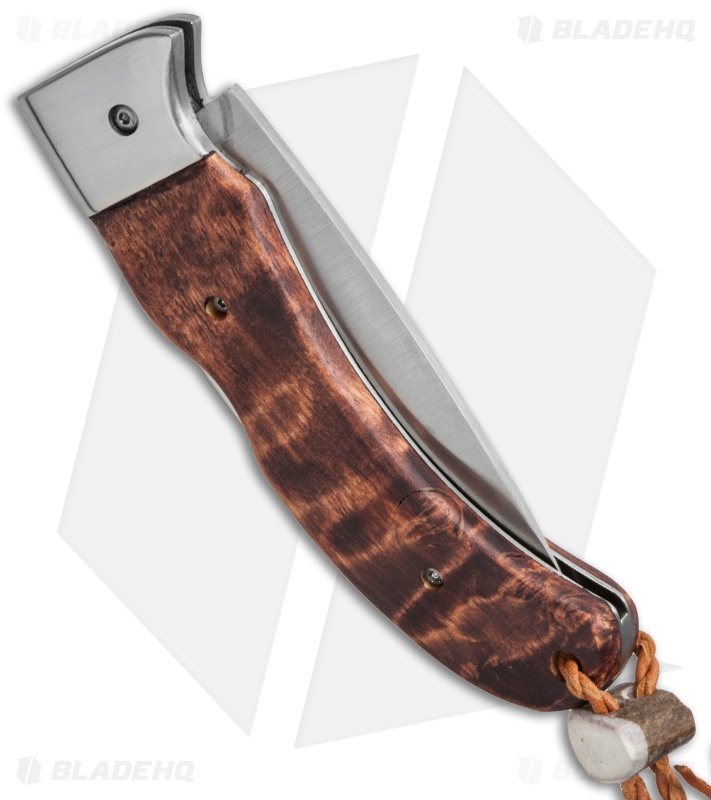 Karesuando Kniven Singi Lockback Folding Knife Brown Curly Birch (3.25" Satin)