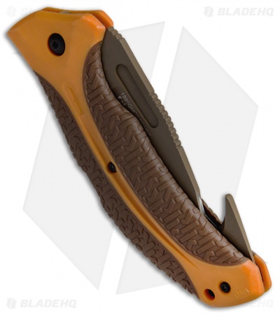 Kershaw Buck Commander Lonerock Folding Guthook Lock Back Knife (3.5" Brown)