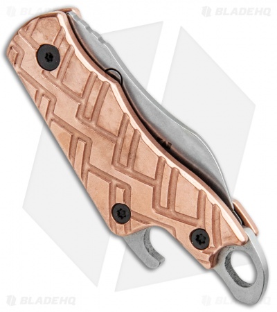 Kershaw Copper Cinder Keychain Knife Bottle Opener (1.4" Stonewash) 1025Cu