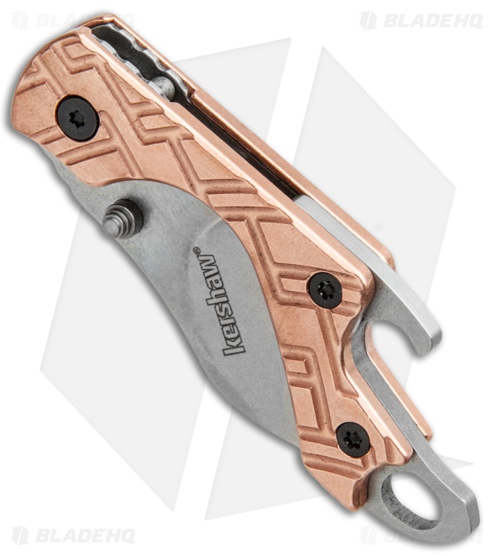 Kershaw Copper Cinder Keychain Knife Bottle Opener (1.4" Stonewash) 1025Cu