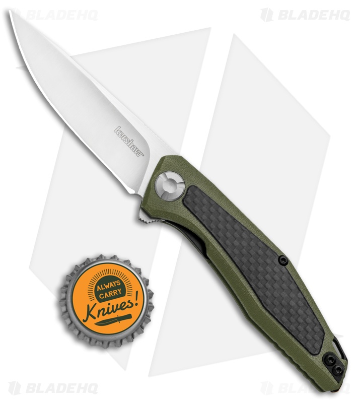 Kershaw Sinkevich Atmos Liner Lock Knife OD Green G-10/Carbon Fiber (3" Satin)
