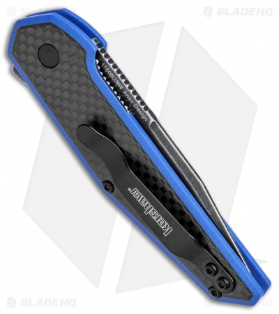 Kershaw Anso Fraxion Liner Lock Knife CF/Blue G-10 (2.75" Black SW) 1160BLUBW