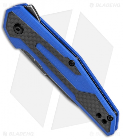 Kershaw Anso Fraxion Liner Lock Knife CF/Blue G-10 (2.75" Black SW) 1160BLUBW