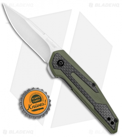 Kershaw Anso Fraxion Liner Lock Knife CF/OD Green G-10 (2.75" Satin) 1160OL