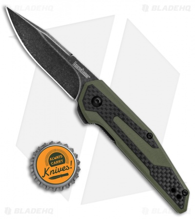 Kershaw Anso Fraxion Liner Lock Knife CF/OD Green G-10 (2.75" Black SW) 1160OLBW