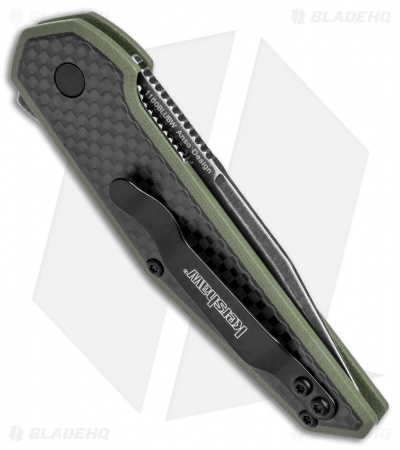 Kershaw Anso Fraxion Liner Lock Knife CF/OD Green G-10 (2.75" Black SW) 1160OLBW