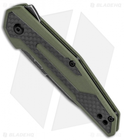 Kershaw Anso Fraxion Liner Lock Knife CF/OD Green G-10 (2.75" Black SW) 1160OLBW