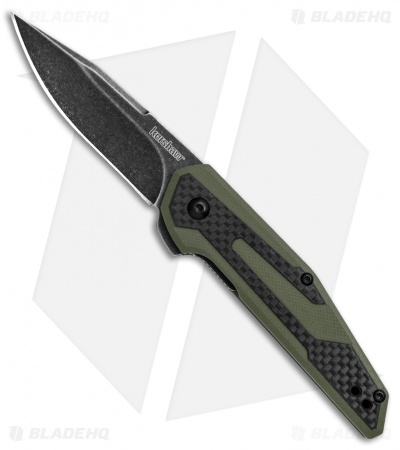 Kershaw Anso Fraxion Liner Lock Knife CF/OD Green G-10 (2.75" Black SW) 1160OLBW