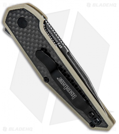 Kershaw Anso Fraxion Liner Lock Knife CF/Tan G-10 (2.75" Blackwash) 1160TANBW