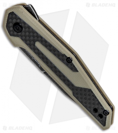 Kershaw Anso Fraxion Liner Lock Knife CF/Tan G-10 (2.75" Blackwash) 1160TANBW