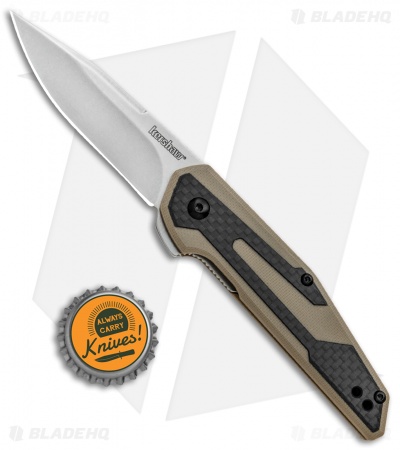 Kershaw Anso Fraxion Liner Lock Knife CF/Tan G-10 (2.75" Stonewash) 1160TAN