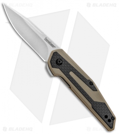 Kershaw Anso Fraxion Liner Lock Knife CF/Tan G-10 (2.75" Stonewash) 1160TAN