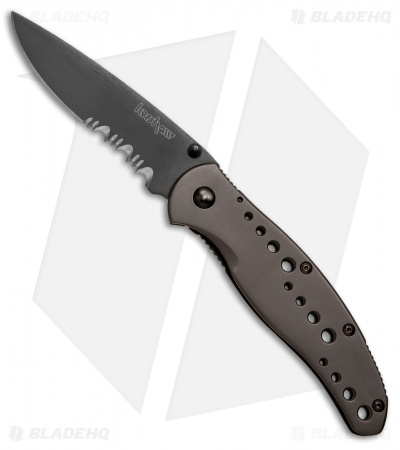 Kershaw Vapor II Frame Lock Knife Black SS (3.5" Black Serr)