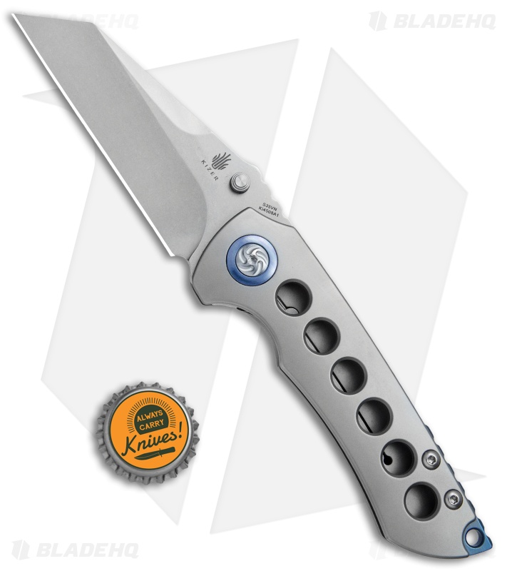 Kizer CK Critical Frame Lock Knife Blue Pivot (3.6" Stonewash) Ki4508A1