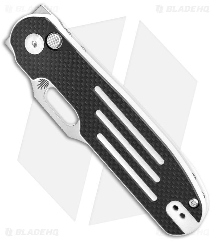 Kizer Cormorant Plunge Lock Knife Black/White Lines G-10 (3.25" Satin) Ki4562A2