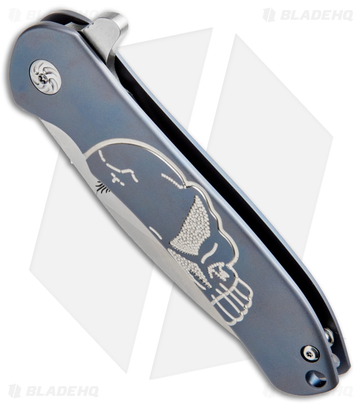 Kizer Cucchiara Hustler Flipper Knife Blue Titanium (4.625" Stonewash) Ki5464A2