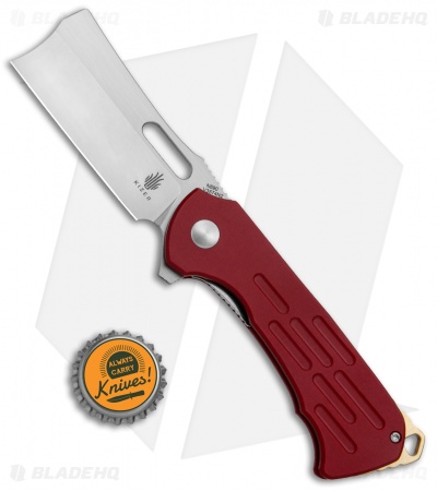 Kizer D.O.C.K. Quatch Cleaver Liner Lock Knife Red G-10 (2.9" Stonewash) V3574