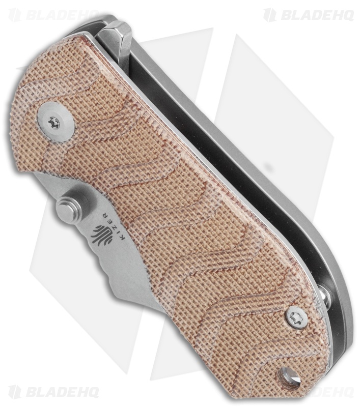 Kizer Flip Shank Frame Lock Knife Tan Micarta (2" Stonewash) Ki2521A3