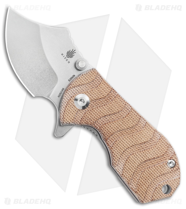 Kizer Flip Shank Frame Lock Knife Tan Micarta (2" Stonewash) Ki2521A3