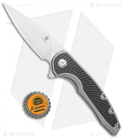 Kizer Ginesis Frame Lock Knife Titanium/Carbon Fiber (3.48" Stonewash) Ki4518
