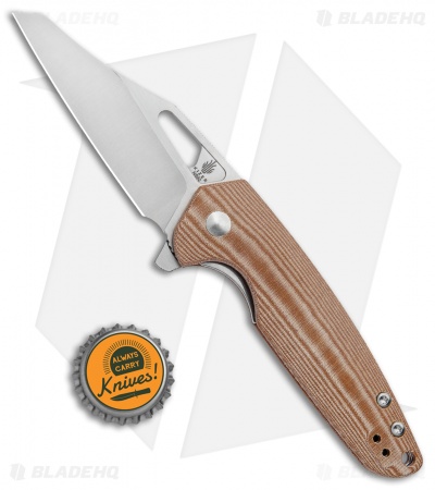 Kizer Horn Frame Lock Flipper Knife Tan Micarta (3.1" Satin) Ki3557