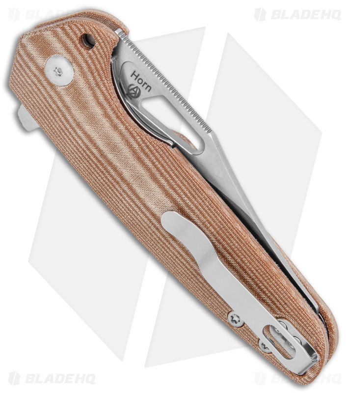 Kizer Horn Frame Lock Flipper Knife Tan Micarta (3.1" Satin) Ki3557