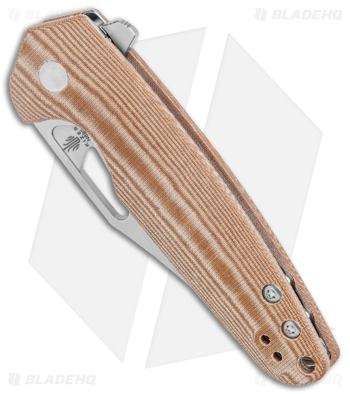 Kizer Horn Frame Lock Flipper Knife Tan Micarta (3.1" Satin) Ki3557