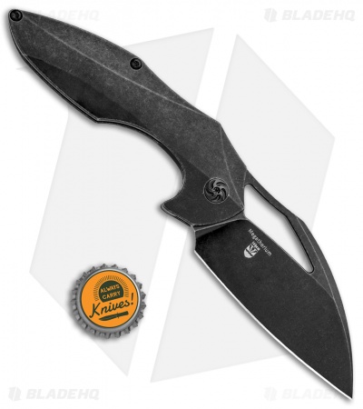 Kizer Isham Megatherium Left Hand Flipper Knife Ti (3.6" Black SW) KI4502L2