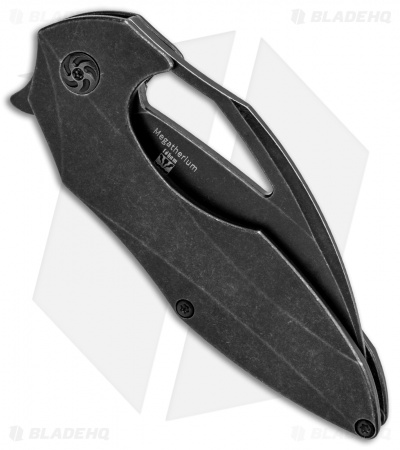 Kizer Isham Megatherium Left Hand Flipper Knife Ti (3.6" Black SW) KI4502L2