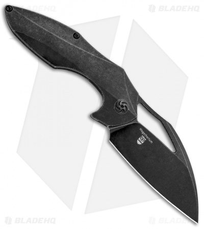 Kizer Isham Megatherium Left Hand Flipper Knife Ti (3.6" Black SW) KI4502L2