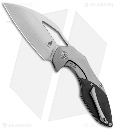 Kizer Isham Megatherium Left Hand Flipper Knife Ti/CF (3.6" Stonewash) KI4502L1