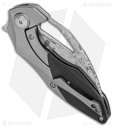 Kizer Isham Minitherium Flipper Knife Ti/Carbon Fiber (3" Vinland Damasteel) 