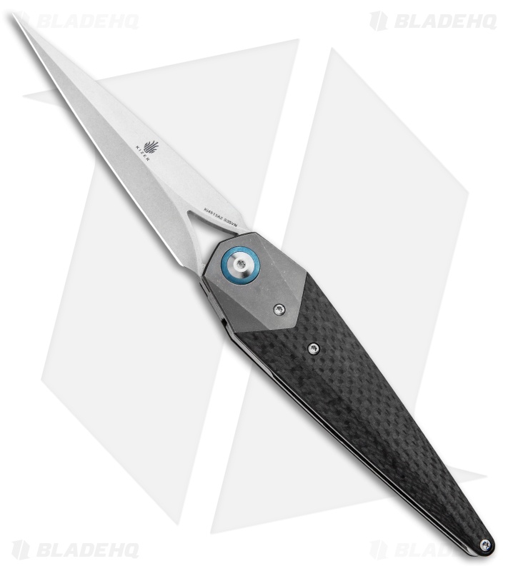 Kizer Isham Soze Dagger Liner Lock Knife Carbon Fiber (3.65" Stonewash) Ki4513A2