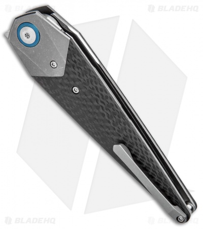 Kizer Isham Soze Dagger Liner Lock Knife Carbon Fiber (3.65" Stonewash) Ki4513A2