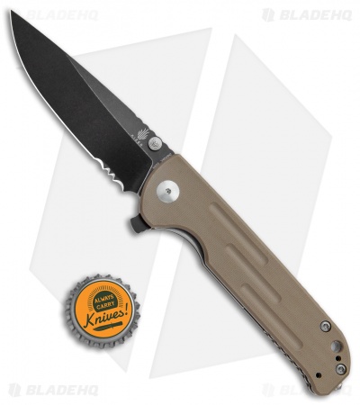 Kizer Justice Liner Lock Flipper Knife Brown G-10 (3.75" Black SW Serr)