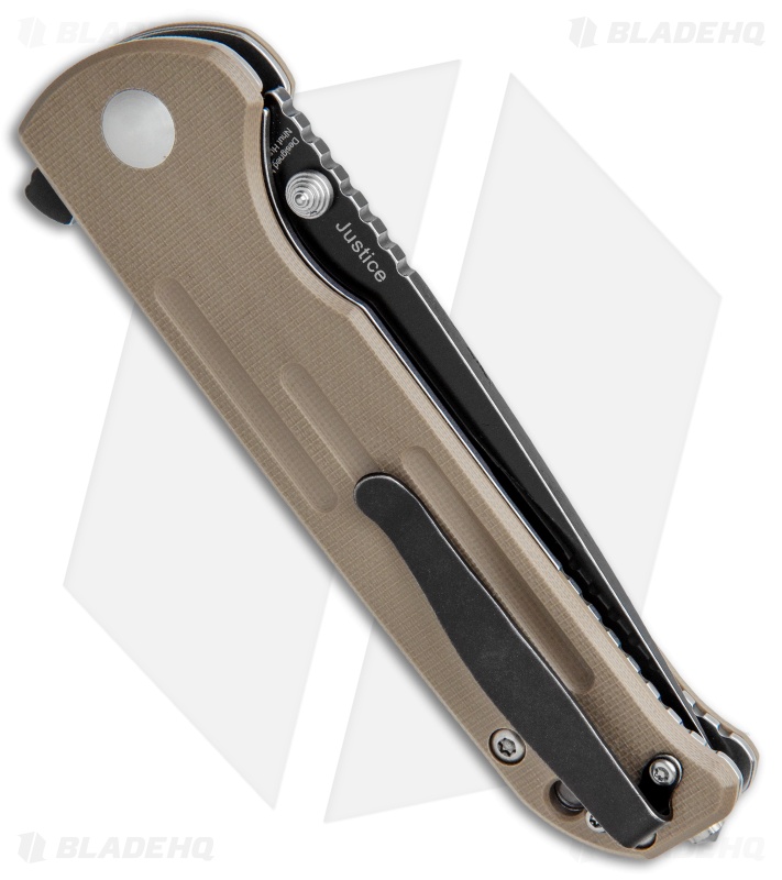 Kizer Justice Liner Lock Flipper Knife Brown G-10 (3.75" Black SW Serr)