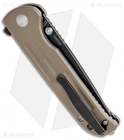 Kizer Justice Liner Lock Flipper Knife Brown G-10 (3.75" Black SW Serr)